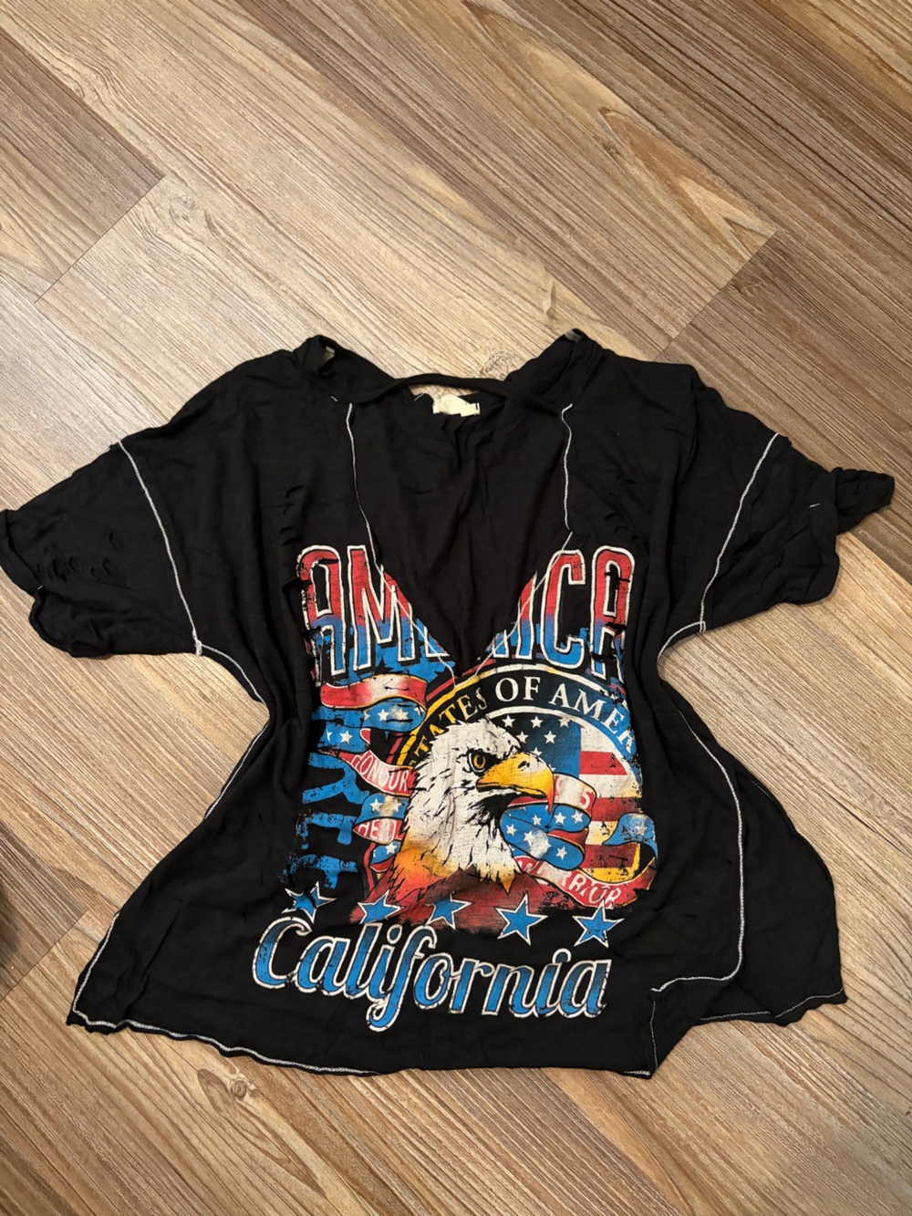 Black Graphic Eagle Short Sleeve Tee - California